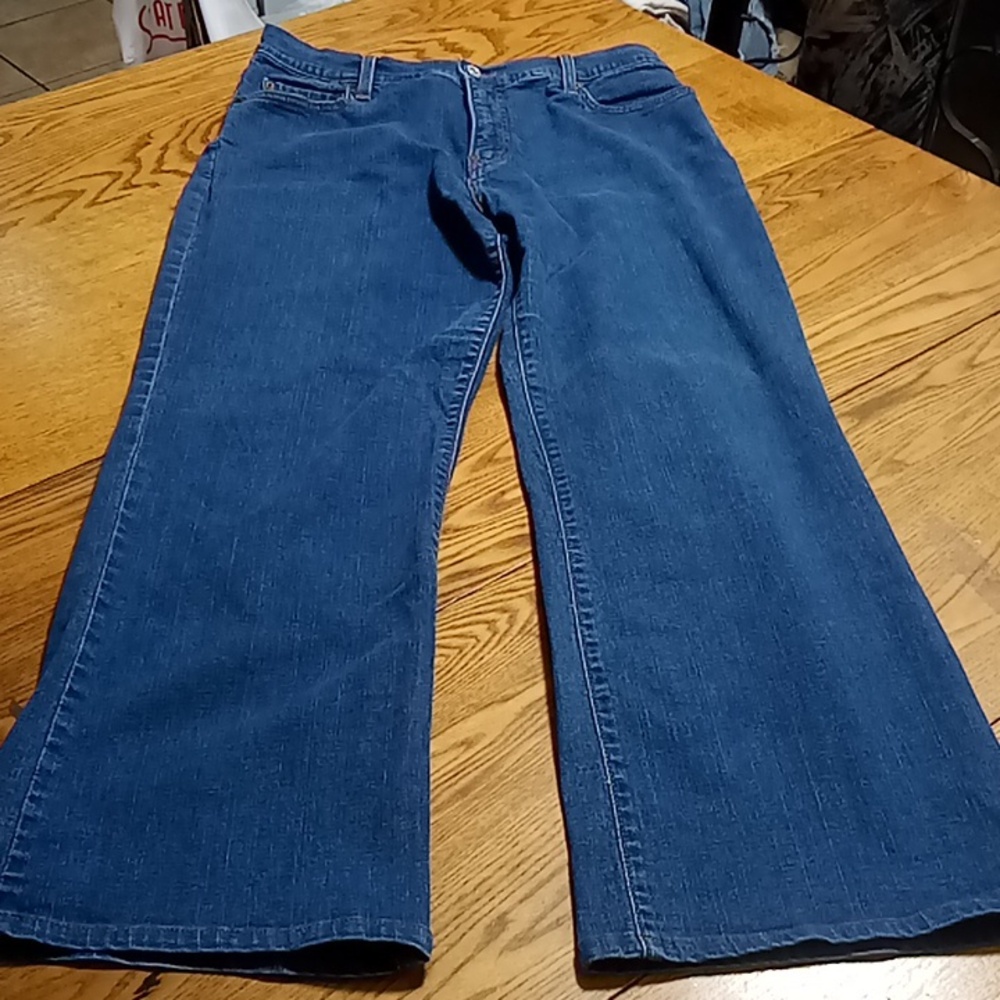 SOLD SOLD  Womens 29 x 28 BLUE WIDE LEGS ? DENIM Pants Preowned Work Casual Used